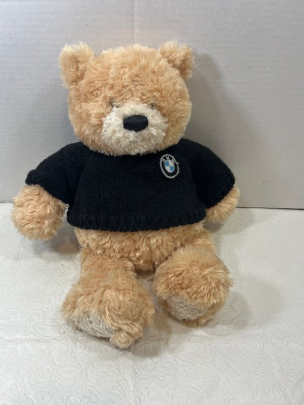BMW Honey Bear Teddy Tan Plush by Gund Black Knit Logo Sweater 15" Super Soft
